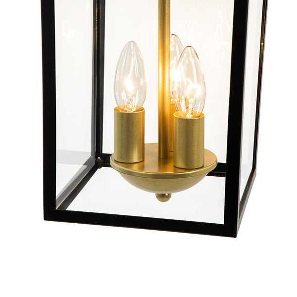 Thehouselights-IP54 Clear Glass Rectangle Lantern Outdoor Wall Sconce-Wall Lights-1 Pack-