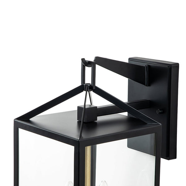 Thehouselights-IP54 Clear Glass Rectangle Lantern Outdoor Wall Sconce-Wall Lights-1 Pack-