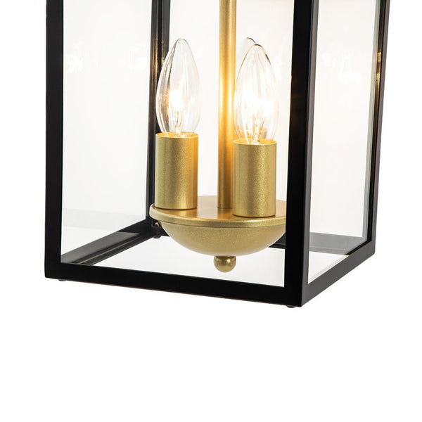 Thehouselights-IP54 Clear Glass Rectangle Lantern Outdoor Wall Sconce-Wall Lights-1 Pack-