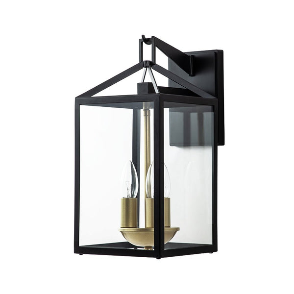 Thehouselights-IP54 Clear Glass Rectangle Lantern Outdoor Wall Sconce-Wall Lights-1 Pack-