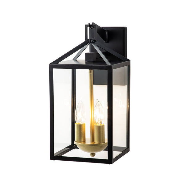 Thehouselights-IP54 Clear Glass Rectangle Lantern Outdoor Wall Sconce-Wall Lights-1 Pack-