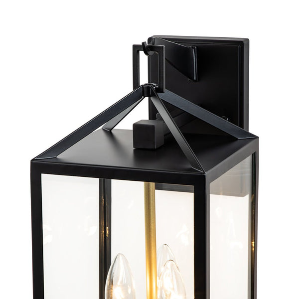 Thehouselights-IP54 Clear Glass Rectangle Lantern Outdoor Wall Sconce-Wall Lights-1 Pack-