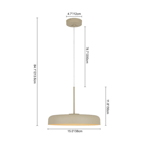 Thehouselights - LED Drum Shade Dome Pendant Light - Pendant - 38 cm. - 