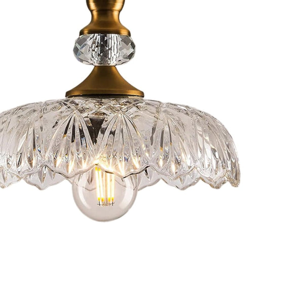 Thehouselights - Lotus Dome Glass Flower Design Pendant Light - Pendant - Clear - 