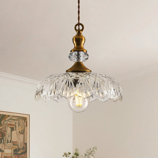 Thehouselights - Lotus Dome Glass Flower Design Pendant Light - Pendant - Clear - 