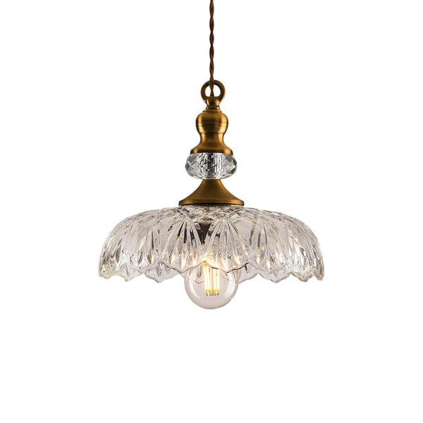 Thehouselights - Lotus Dome Glass Flower Design Pendant Light - Pendant - Clear - 