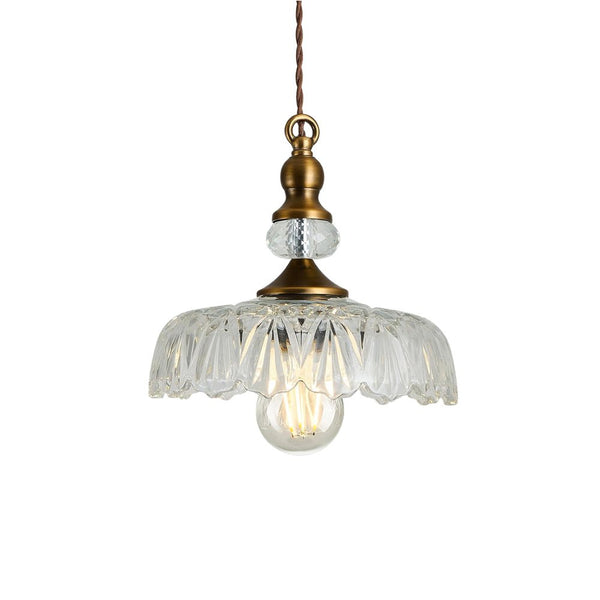 Thehouselights - Lotus Dome Glass Flower Design Pendant Light - Pendant - Clear - 