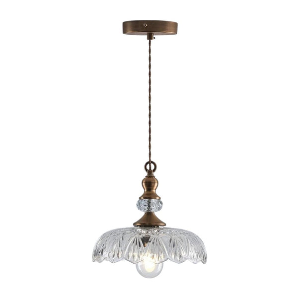 Thehouselights - Lotus Dome Glass Flower Design Pendant Light - Pendant - Clear - 