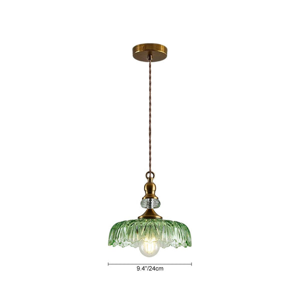 Thehouselights - Lotus Dome Glass Flower Design Pendant Light - Pendant - Green - 