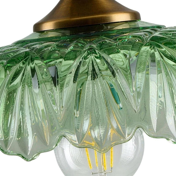 Thehouselights - Lotus Dome Glass Flower Design Pendant Light - Pendant - Green - 