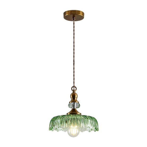 Thehouselights - Lotus Dome Glass Flower Design Pendant Light - Pendant - Green - 