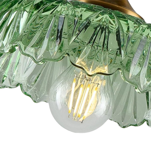 Thehouselights - Lotus Dome Glass Flower Design Pendant Light - Pendant - Green - 