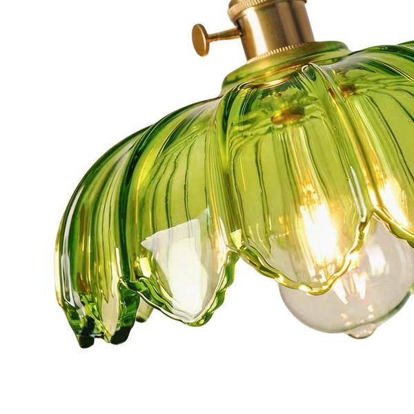 Thehouselights - Lotus Dome Glass Flower Pendant Light - Pendant - Amber - 