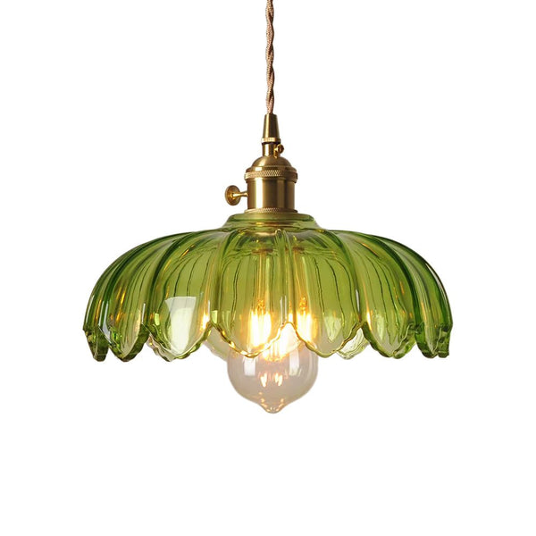 Thehouselights - Lotus Dome Glass Flower Pendant Light - Pendant - Amber - 