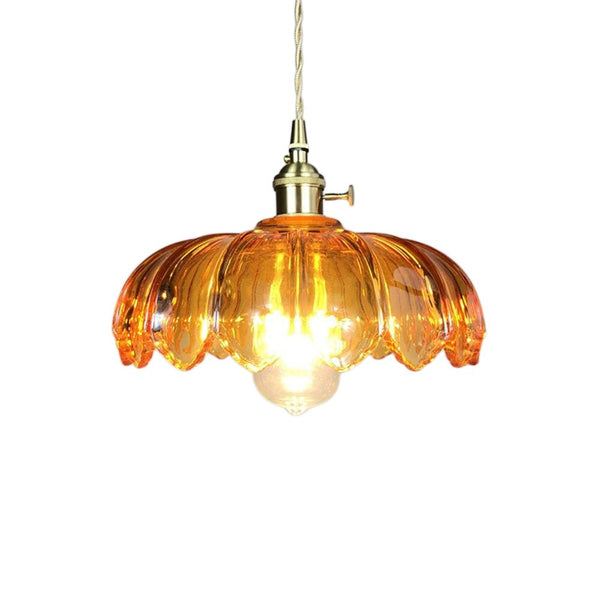 Thehouselights - Lotus Dome Glass Flower Pendant Light - Pendant - Amber - 