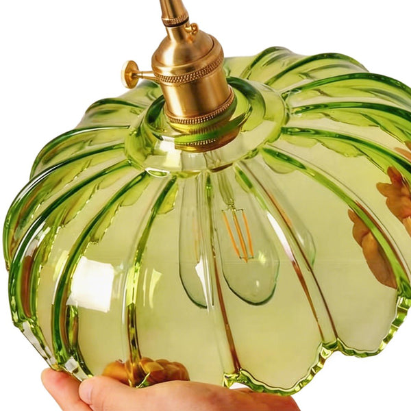 Thehouselights - Lotus Dome Glass Flower Pendant Light - Pendant - Amber - 