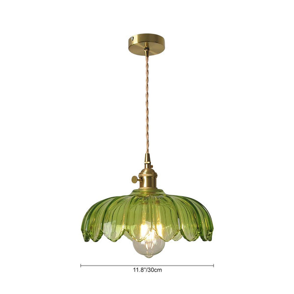 Thehouselights - Lotus Dome Glass Flower Pendant Light - Pendant - Amber - 