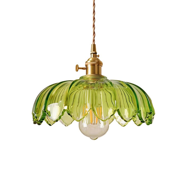Thehouselights - Lotus Dome Glass Flower Pendant Light - Pendant - Amber - 