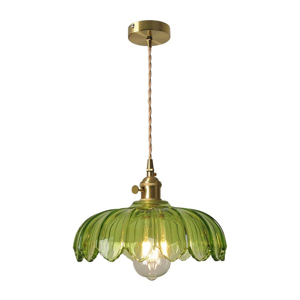 Thehouselights - Lotus Dome Glass Flower Pendant Light - Pendant - Amber - 