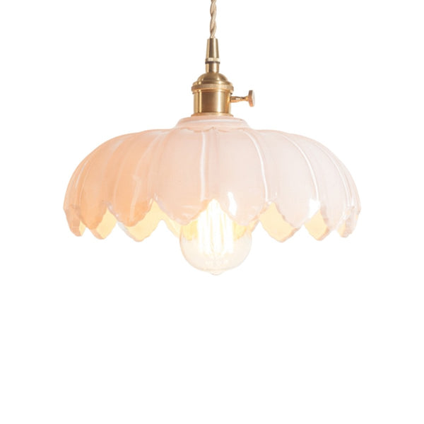 Thehouselights-Lotus Dome Glass Flower Pendant Light-Pendant-Creamy-