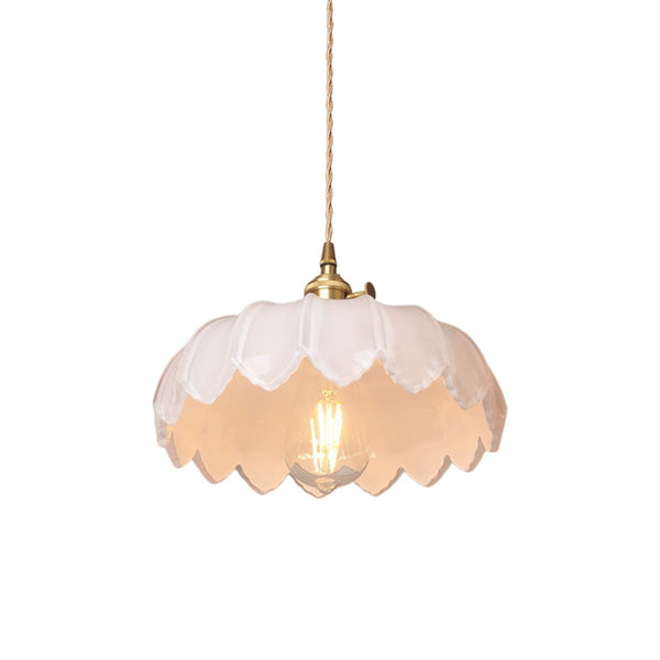Thehouselights-Lotus Dome Glass Flower Pendant Light-Pendant-Creamy-