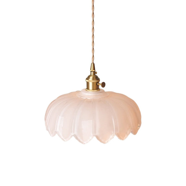Thehouselights-Lotus Dome Glass Flower Pendant Light-Pendant-Creamy-