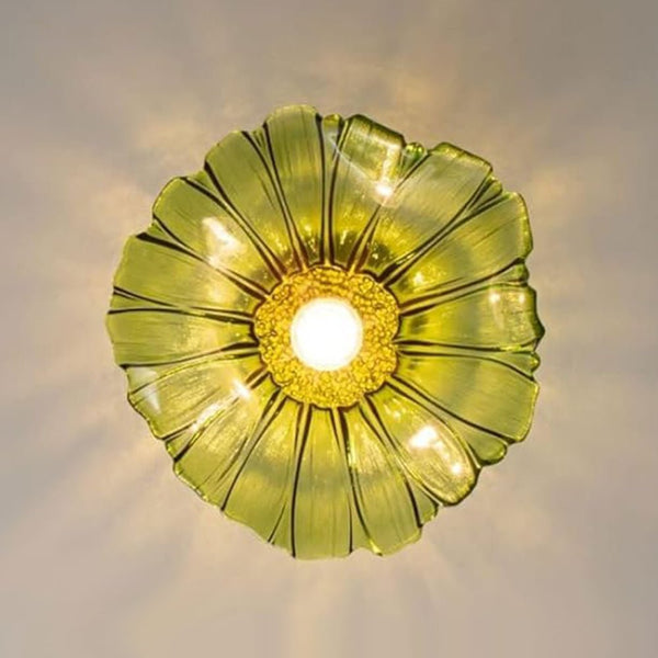 Thehouselights-Lotus Glass Flower Design Pendant Light-Pendant-Green-