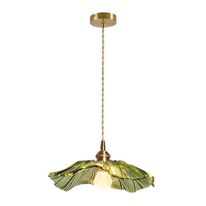 Thehouselights-Lotus Glass Flower Design Pendant Light-Pendant-Green-