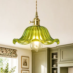 Thehouselights-Lotus Glass Pendant Lighting-Pendant-Green-
