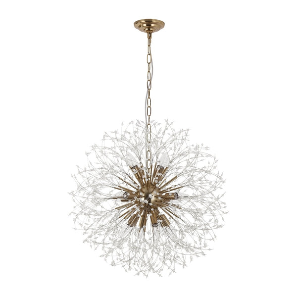 Thehouselights-Luxe Crystal Dandelion Dimmable Starburst Sphere Chandelier-Chandelier-Brass-12-Light