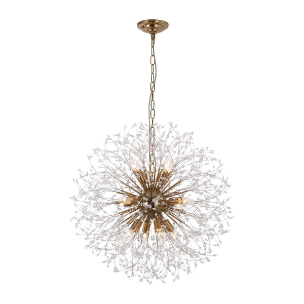 Thehouselights-Luxe Crystal Dandelion Dimmable Starburst Sphere Chandelier-Chandelier-Brass-12-Light
