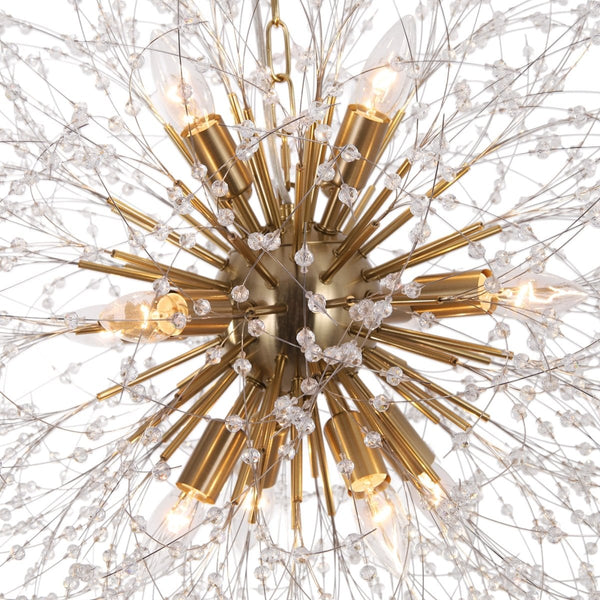 Thehouselights-Luxe Crystal Dandelion Dimmable Starburst Sphere Chandelier-Chandelier-Brass-12-Light
