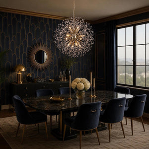 Thehouselights-Luxe Crystal Dandelion Dimmable Starburst Sphere Chandelier-Chandelier-Brass-12-Light