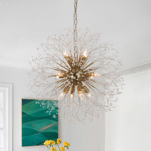 Thehouselights-Luxe Crystal Dandelion Dimmable Starburst Sphere Chandelier-Chandelier-Brass-12-Light