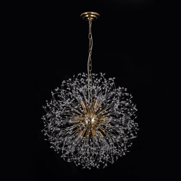Thehouselights-Luxe Crystal Dandelion Dimmable Starburst Sphere Chandelier-Chandelier-Brass-12-Light