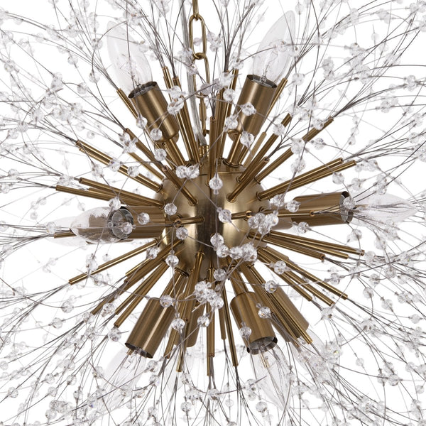 Thehouselights-Luxe Crystal Dandelion Dimmable Starburst Sphere Chandelier-Chandelier-Brass-12-Light
