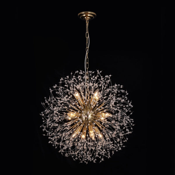 Thehouselights-Luxe Crystal Dandelion Dimmable Starburst Sphere Chandelier-Chandelier-Brass-12-Light