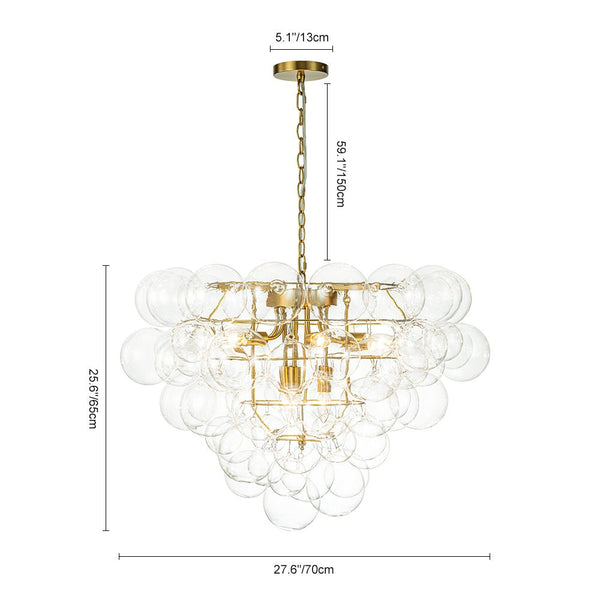 Thehouselights - Luxury Cluster Grape Clear Glass Bubble Chandelier - Chandelier - Brass - 