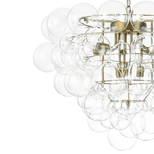 Thehouselights - Luxury Cluster Grape Clear Glass Bubble Chandelier - Chandelier - Brass - 
