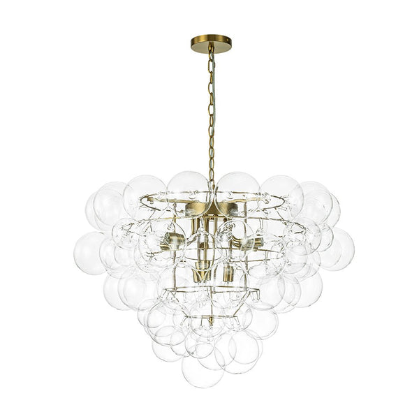 Thehouselights - Luxury Cluster Grape Clear Glass Bubble Chandelier - Chandelier - Brass - 