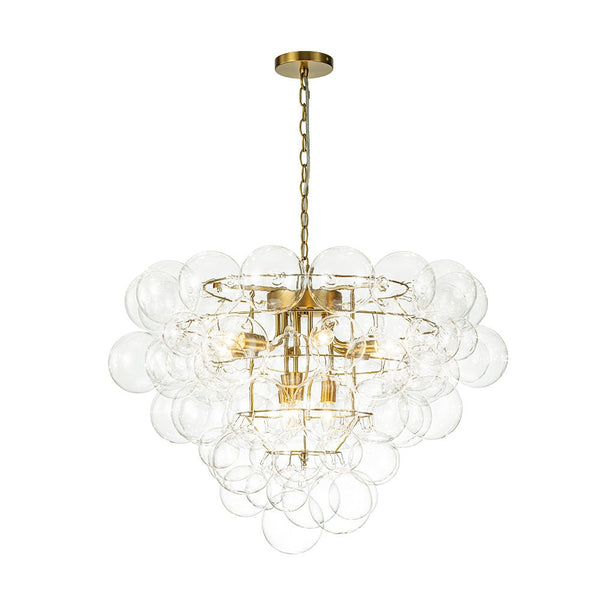 Thehouselights - Luxury Cluster Grape Clear Glass Bubble Chandelier - Chandelier - Brass - 