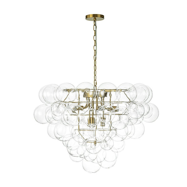 Thehouselights - Luxury Cluster Grape Clear Glass Bubble Chandelier - Chandelier - Brass - 
