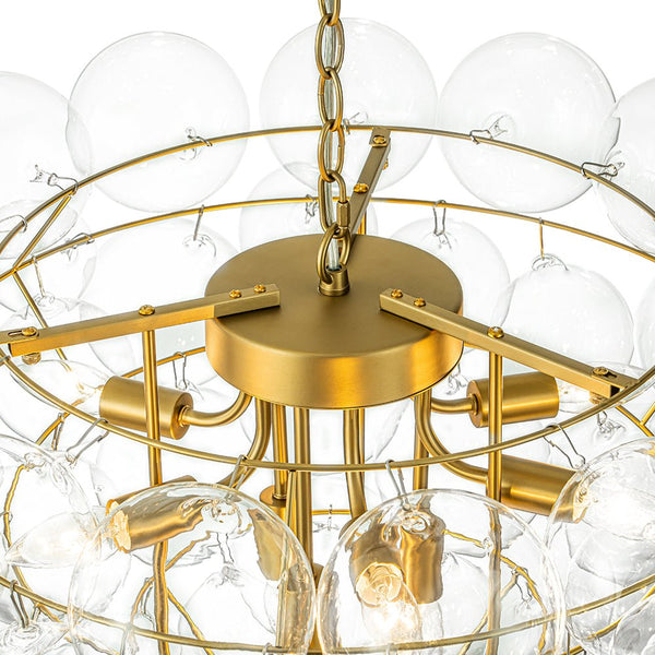 Thehouselights - Luxury Cluster Grape Clear Glass Bubble Chandelier - Chandelier - Brass - 