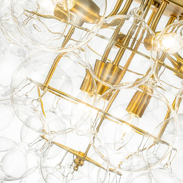 Thehouselights - Luxury Cluster Grape Clear Glass Bubble Chandelier - Chandelier - Brass - 