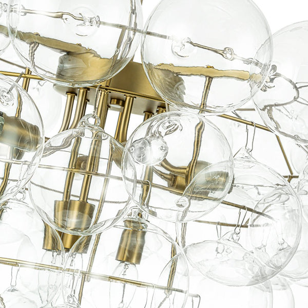Thehouselights - Luxury Cluster Grape Clear Glass Bubble Chandelier - Chandelier - Brass - 