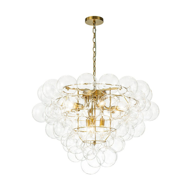 Thehouselights - Luxury Cluster Grape Clear Glass Bubble Chandelier - Chandelier - Brass - 