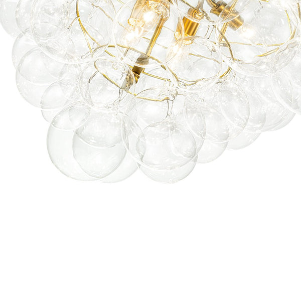 Thehouselights - Luxury Cluster Grape Clear Glass Bubble Chandelier - Chandelier - Brass - 