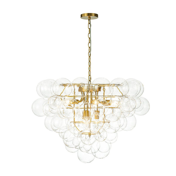 Thehouselights - Luxury Cluster Grape Clear Glass Bubble Chandelier - Chandelier - Brass - 