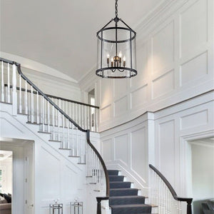 Thehouselights - Manor Cylinder Glass Lantern Pendant Light - Pendant - Black - 