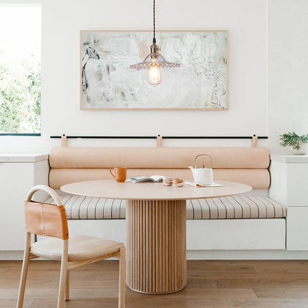 Thehouselights-Mid-Century 1-Light Colorful Scalloped Glass Pendant Light-Pendant-Clear-